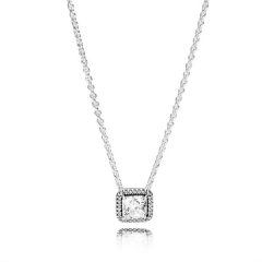 фотография колье пандора сияющий квадрат 396241CZ-45